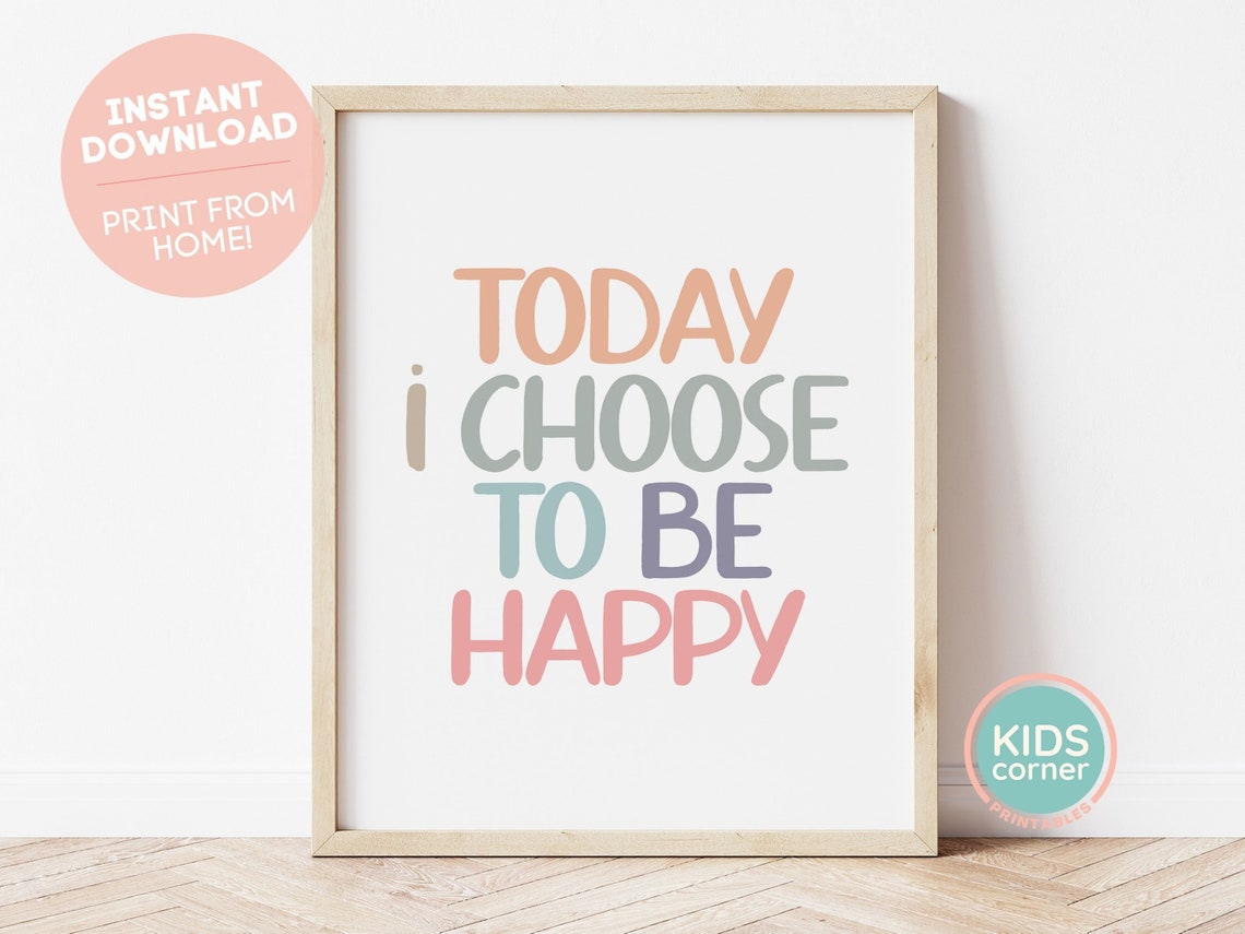 Today I Choose To Be Happy Boho Pastel Positivity Quote Poster
