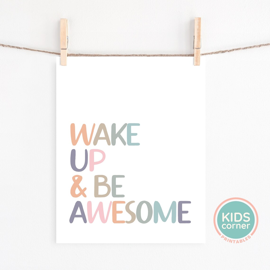 Wake Up And Be Awesome Morning Motivation Pastel Quote Poster - Image 2
