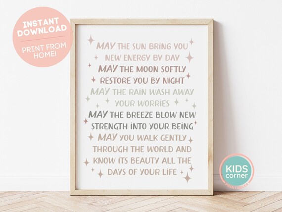 May The Sun Bring You New Energy By Day Kids Soft Blessing Poster