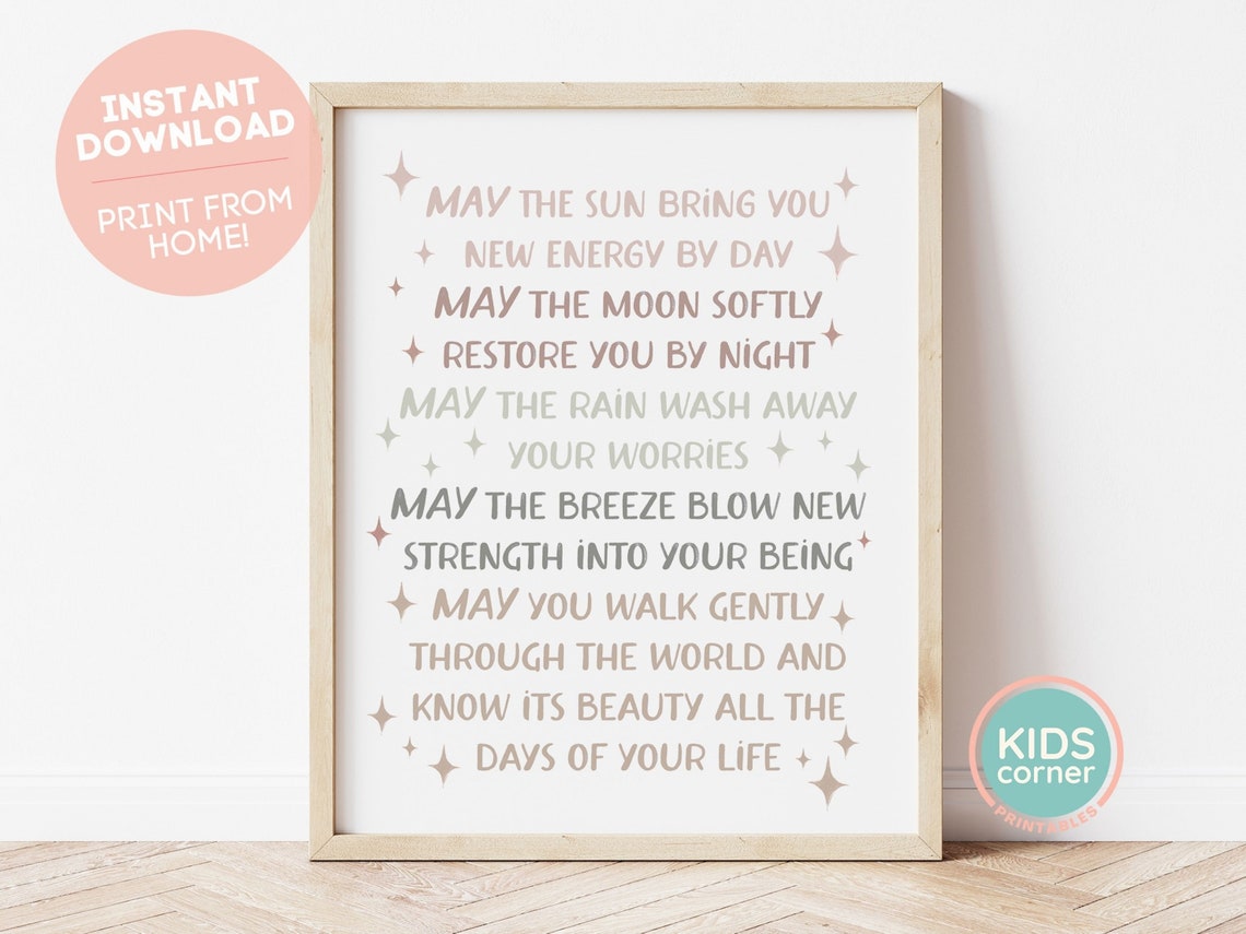 May The Sun Bring You New Energy By Day Kids Soft Blessing Poster