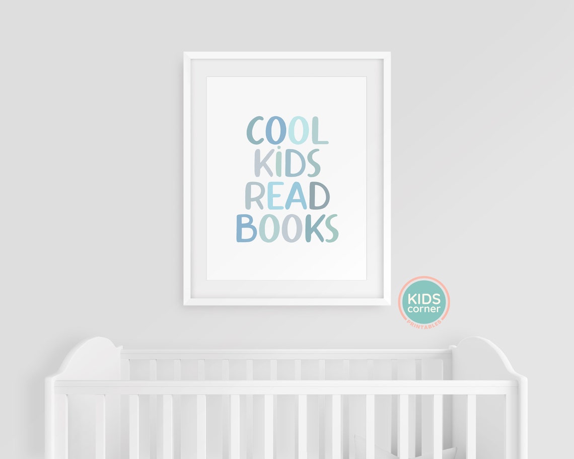 Cool Kids Read Books Blue Lettering Reading Nook Kids Poster - Image 3