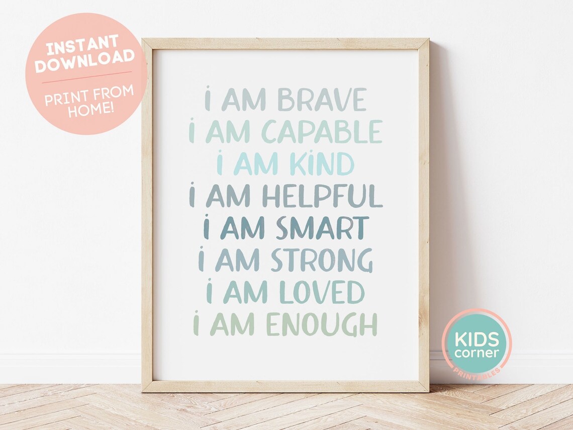 I Am Enough Affirmations for Kids Art Print