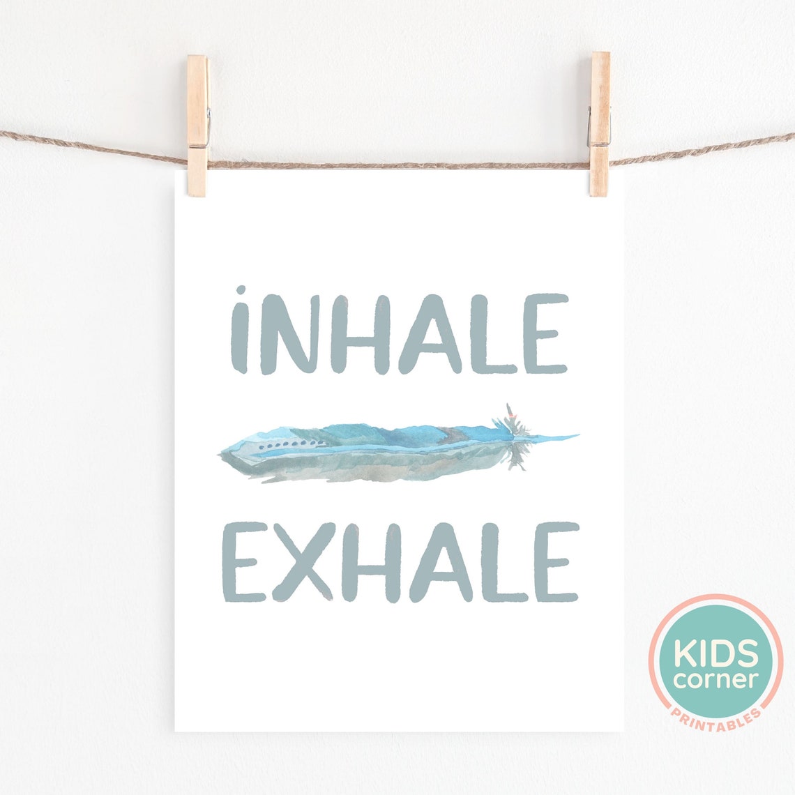 Inhale Exhale Calm Breathing Feather Mindfulness Serene Poster - Image 2
