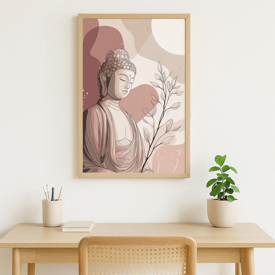 Serene Buddha Meditation Illustration Botanical Zen Decor Poster - Image 3