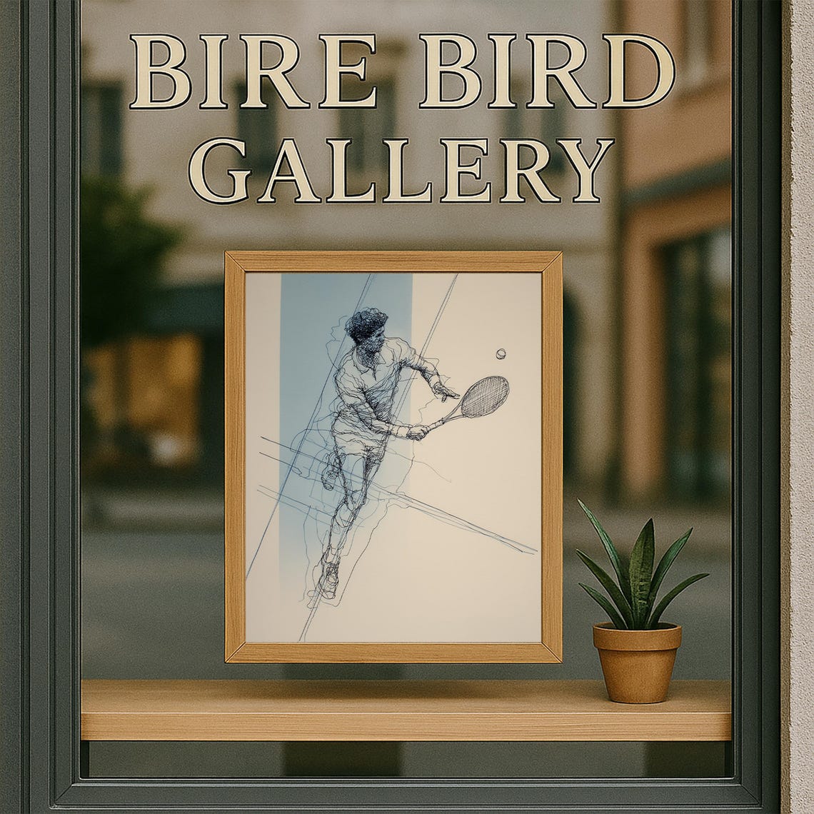 Abstract Tennis Line Drawing Dynamic Player Continuous Art Poster - Image 5