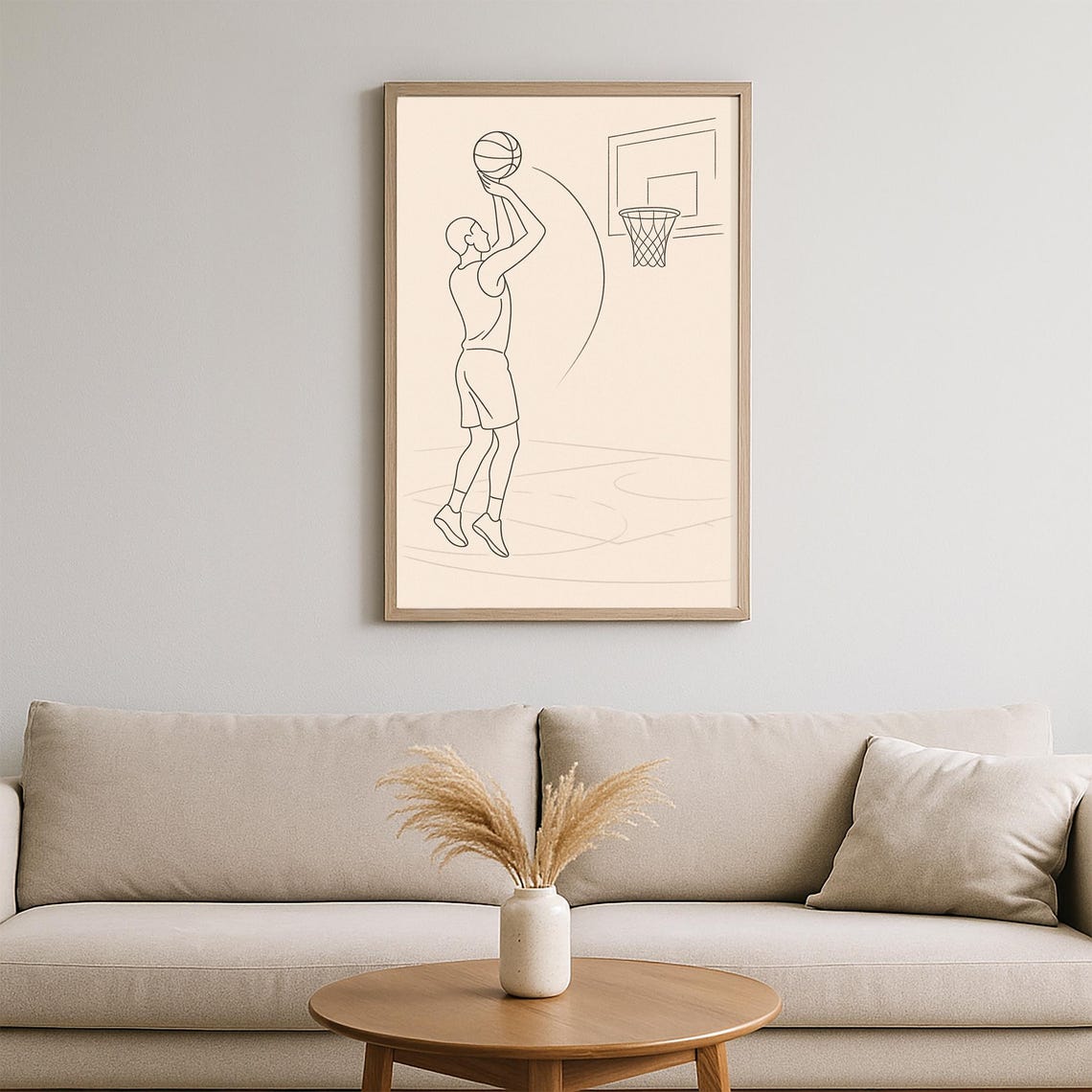 Minimalist Basketball Line Art Print Modern Sports Poster Of Player Shooting Elegant Wall Decor For Gym Game Room Or Teen Bedroom - Image 2
