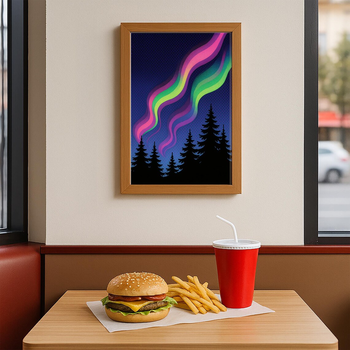 Aurora Borealis Retro Pop Art Cosmic Landscape Print - Image 4