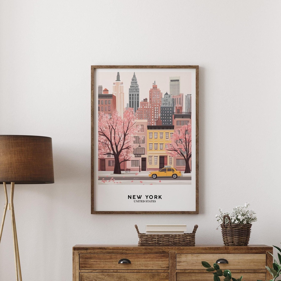 New York Cityscape Art Print Textured Oil Painting Style