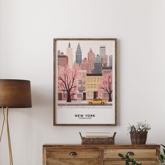 New York Cityscape Art Print Textured Oil Painting Style