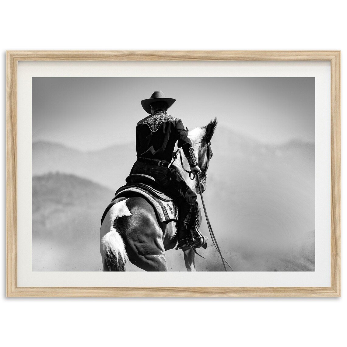 Cowboy Western Black And White Art Print