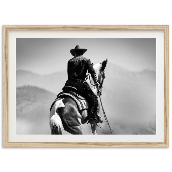 Cowboy Western Black And White Art Print