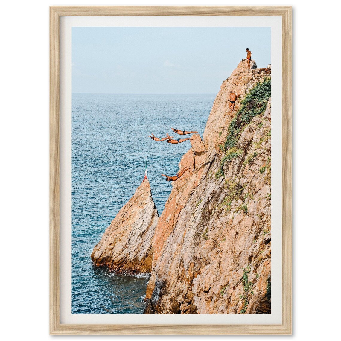 Ocean Cliff Jump Acapulco Mexico Travel Poster