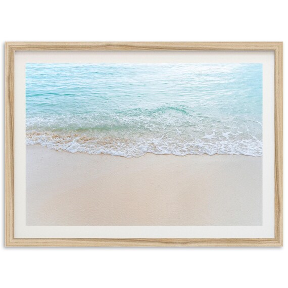 Pastel Beach Shoreline Turquoise Waves Fine Art Photography Poster
