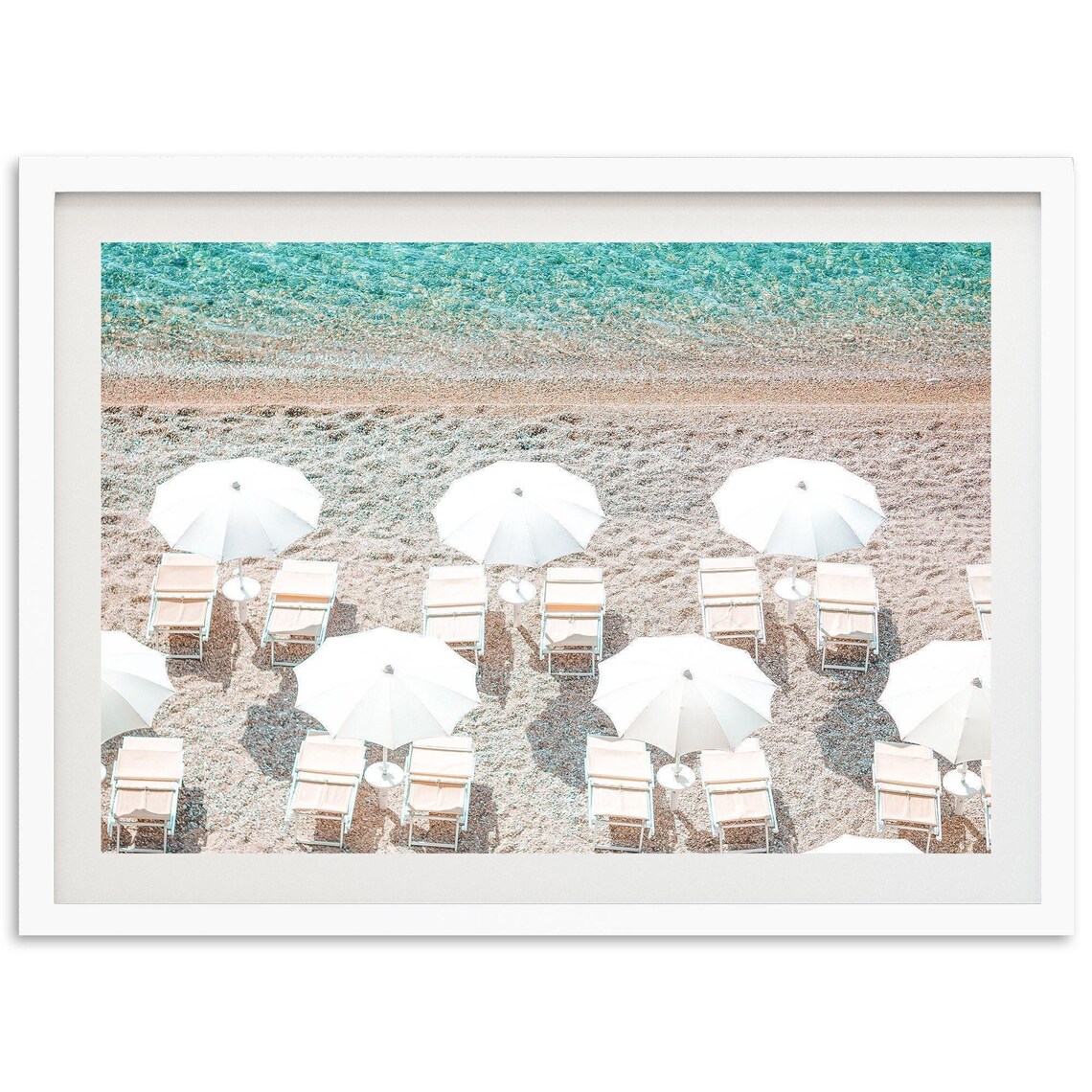 Amalfi Coast Beach Umbrellas, Coastal Italy Travel Poster