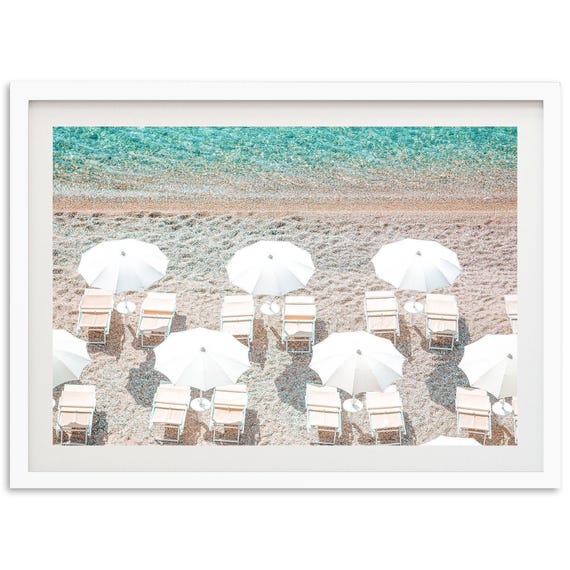 Amalfi Coast Beach Umbrellas, Coastal Italy Travel Poster