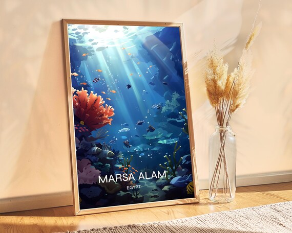 Marsa Alam Coral Reef Poster Exotic Travel Decor Freediving Spot Ocean Scenery Home Or Booking Tropical Art