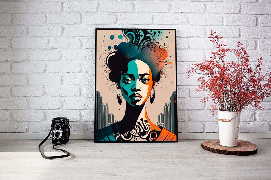 Astral Anger Mystic Woman Portrait Poster Set Of 1 Art Living Room Decor Geometric Art Conceptual Portrait For Womens Day - Image 3