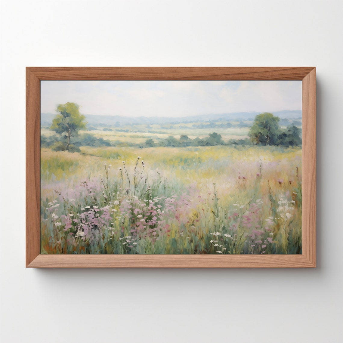 Wildflower Meadow Impressionist Valley Summer Field Pastel Art Poster