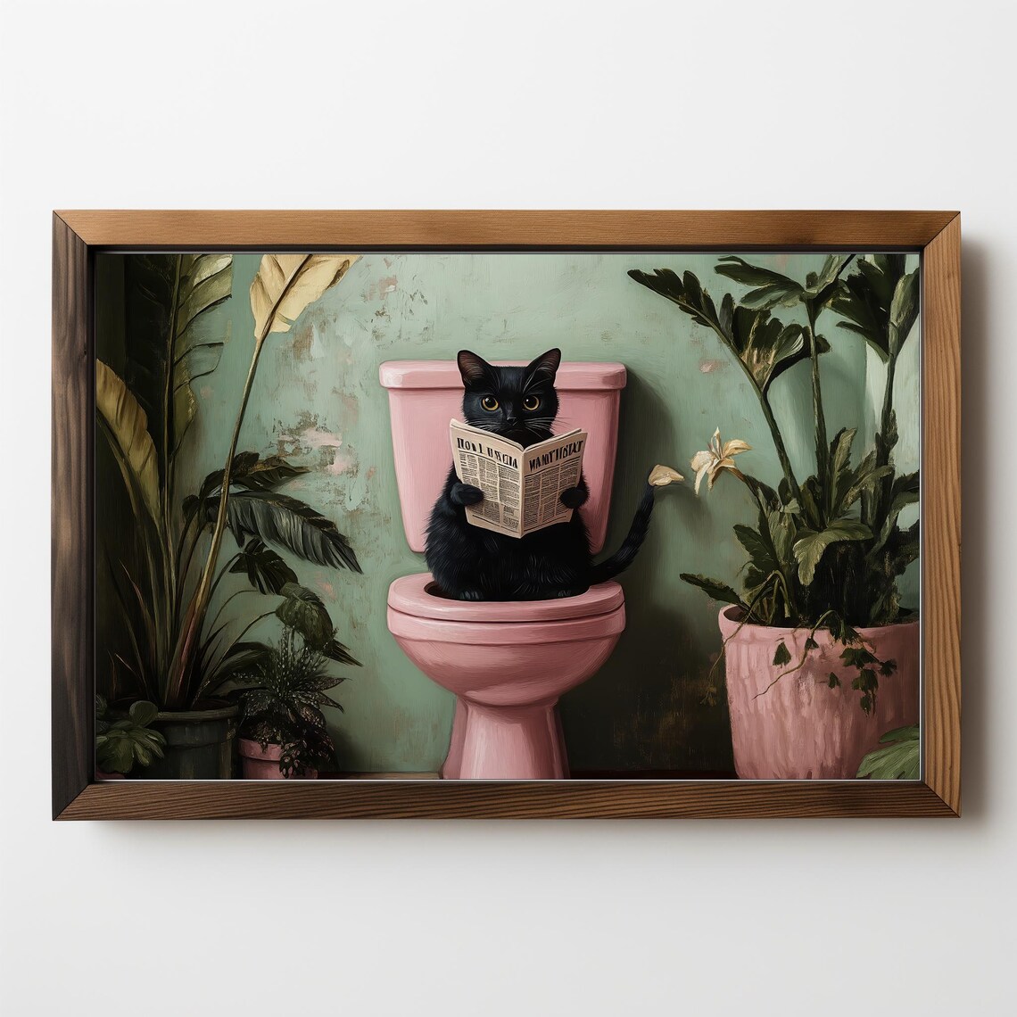 Bathroom Cat Funny Bathroom Decor, Toilet Poster