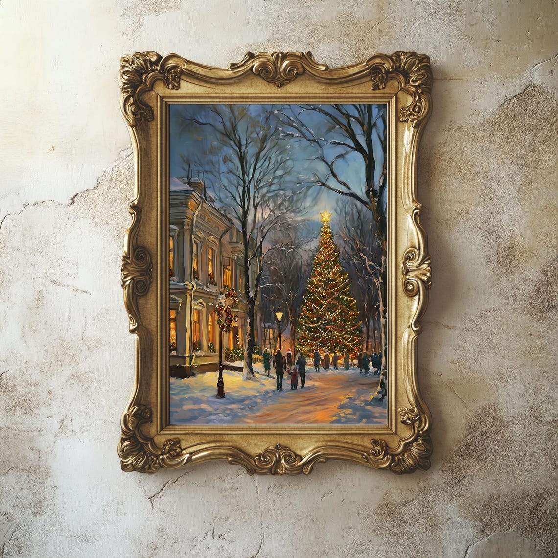 Christmas Town Print Winter Wall Art Vintage Style Christmas Village Print Holiday Painting Seasonal Home Decor 465 - Image 5