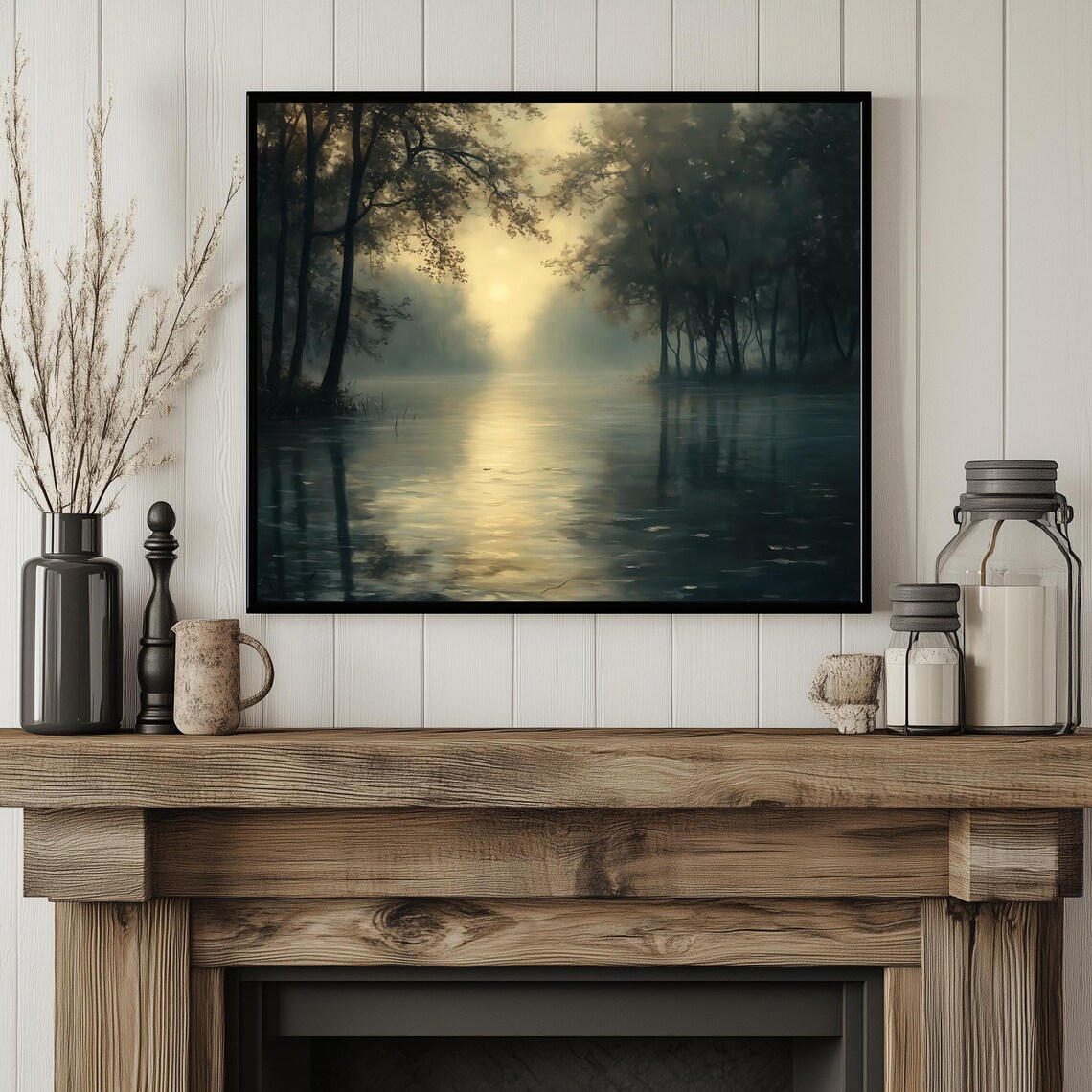 Dark Moody Fall Landscape Art Print, Vintage Rustic - Image 4