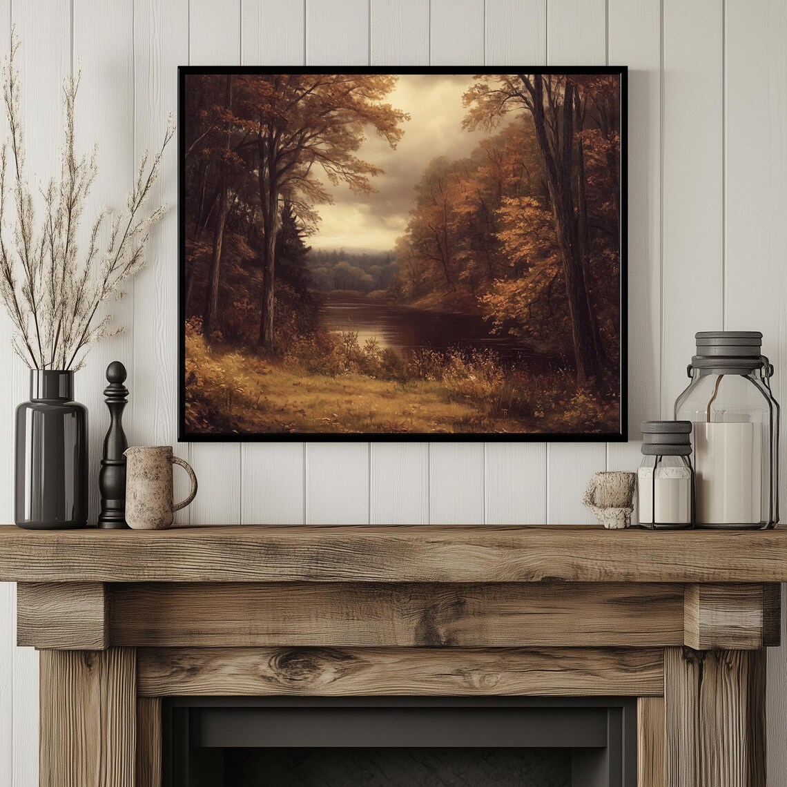 Dark Moody Fall Landscape, Vintage Art Print - Image 4