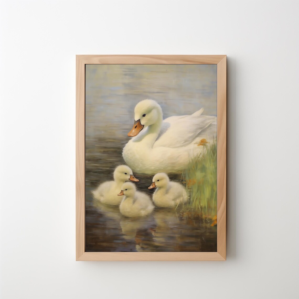 Mother Duck With Ducklings On Water Vintage Nursery Animal Art Poster - Image 5