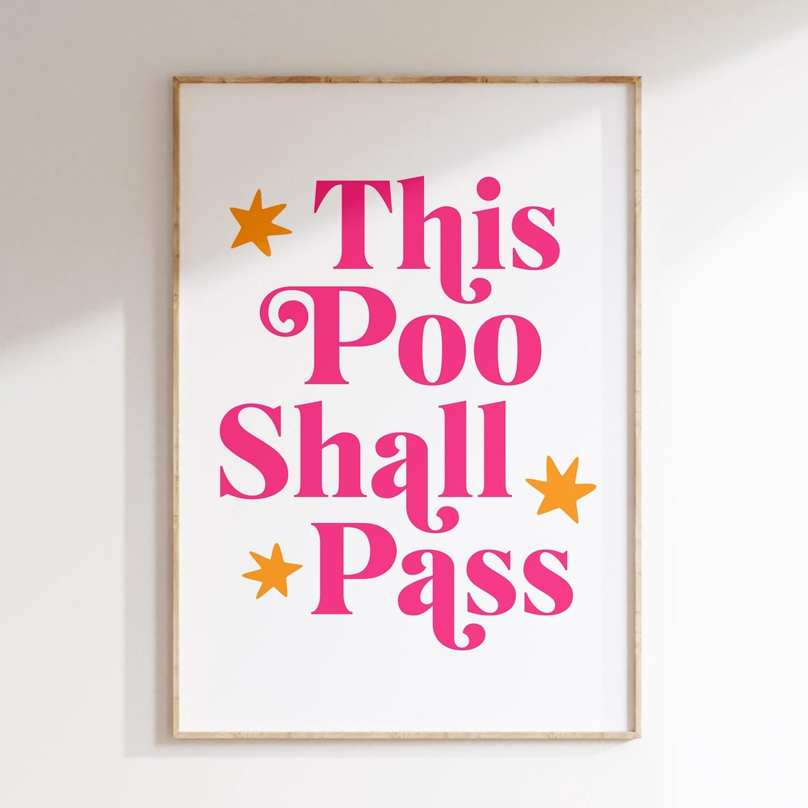 This Poo Shall Pass Funny Pink Bathroom Quote Stars Wall Art