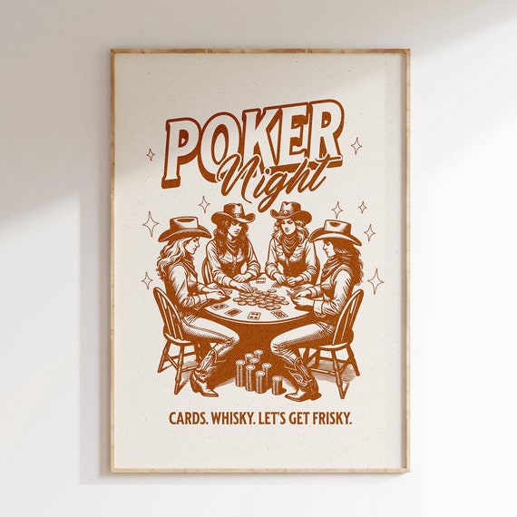 Cowgirl Wall Art Western Poster Poker Night Western Prints Vintage Style