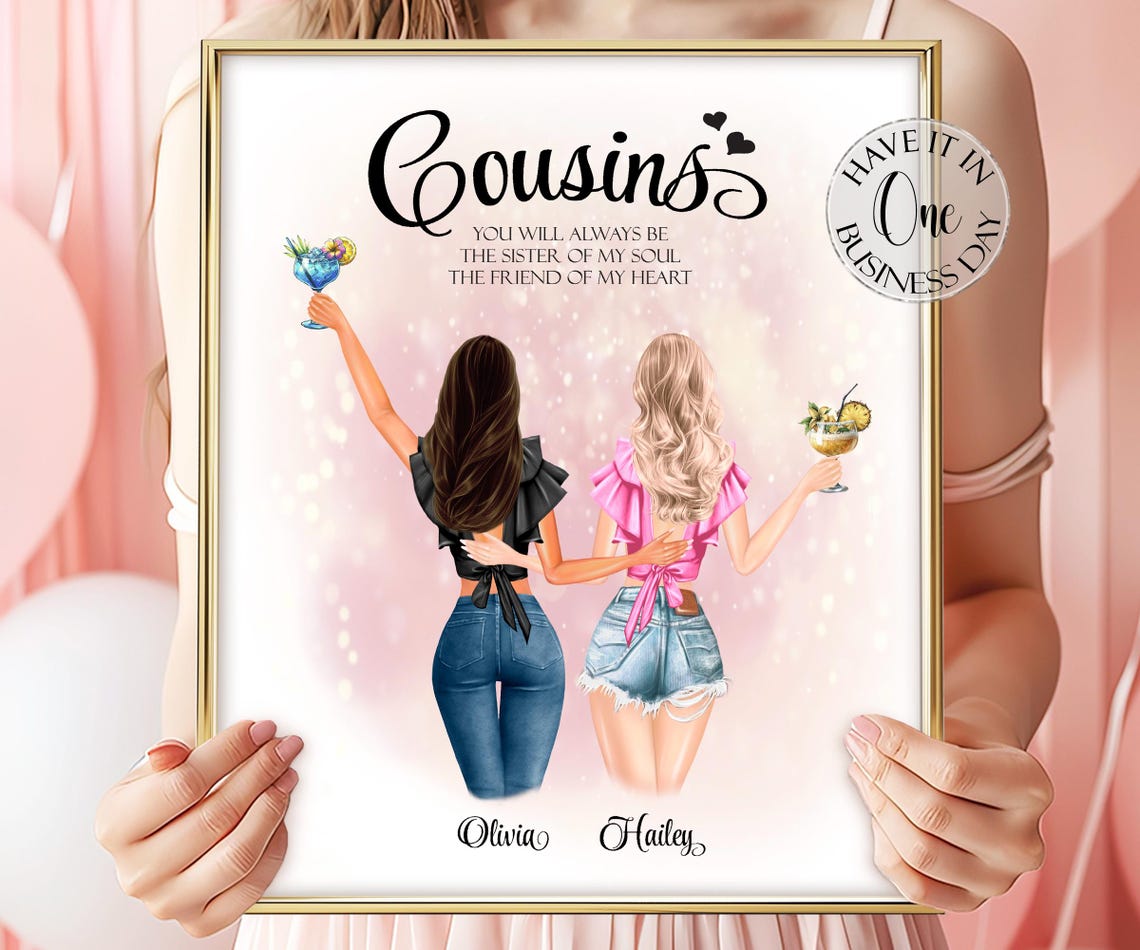 Cousins Sister of My Soul Quote Personalized Print with Names