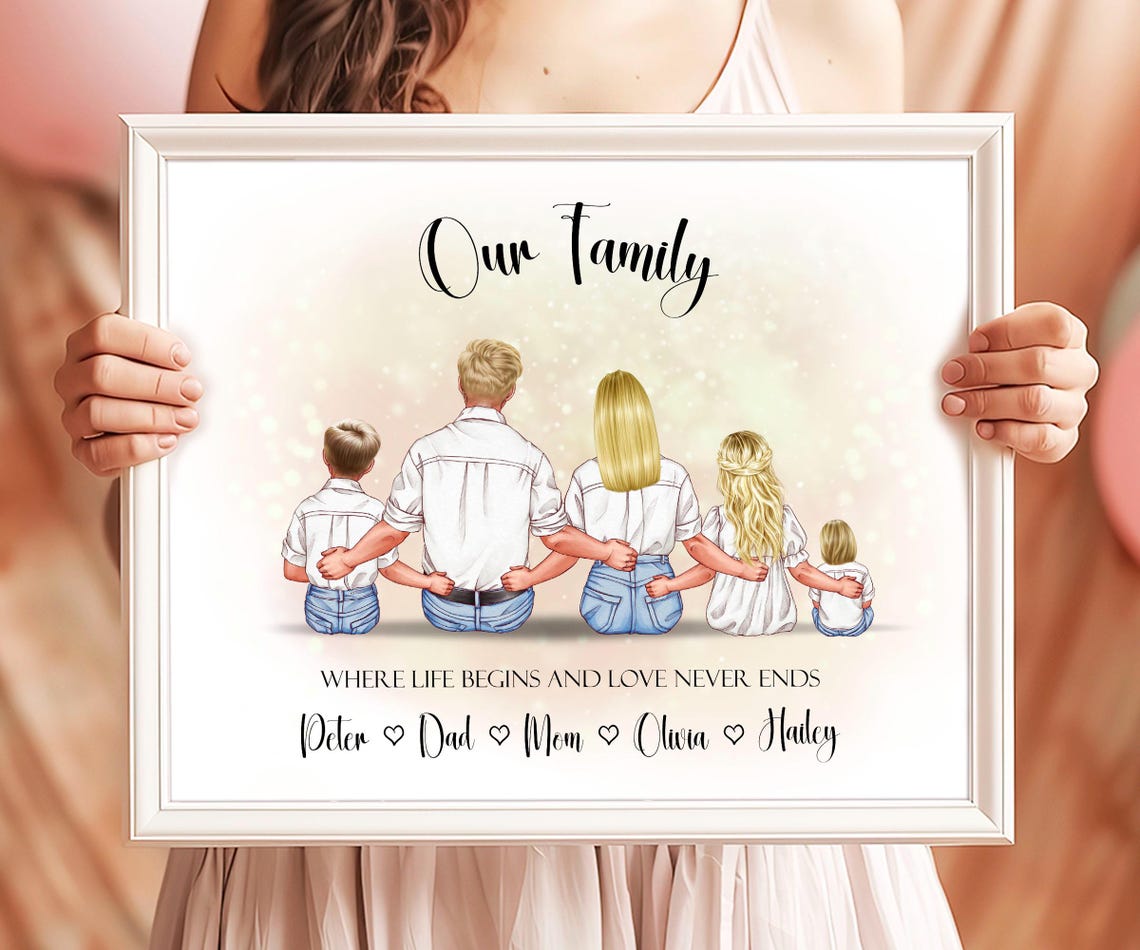Our Family Where Life Begins Quote Personalized Print with Names