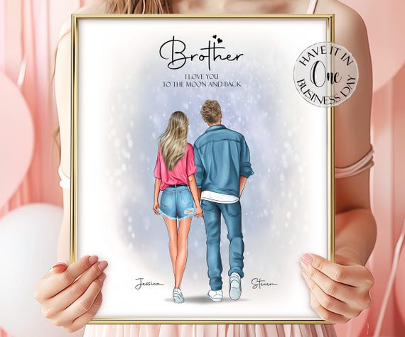 Sister Brother Gift Personalized Brother Gift From Sister Customized Sister Gift From Brother Custom Brother Sister Gift Siblings Portrait