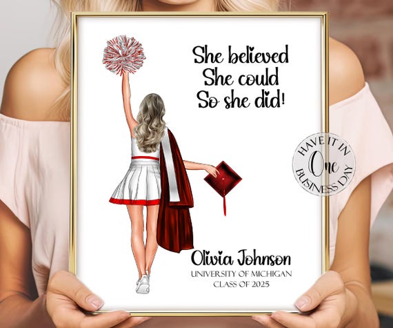 Customized Senior Cheerleader Gifts Custom Cheer Graduation Print Personalized Cheerleading Gifts For Girls Cheerleader Senior Night Gift