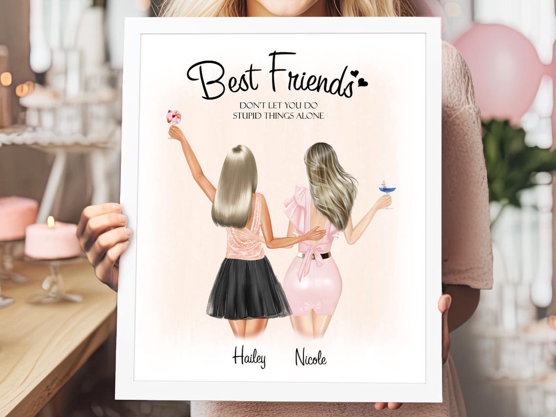 Two Best Friends Funny Quote with Tulle Skirt Poster Gift Art