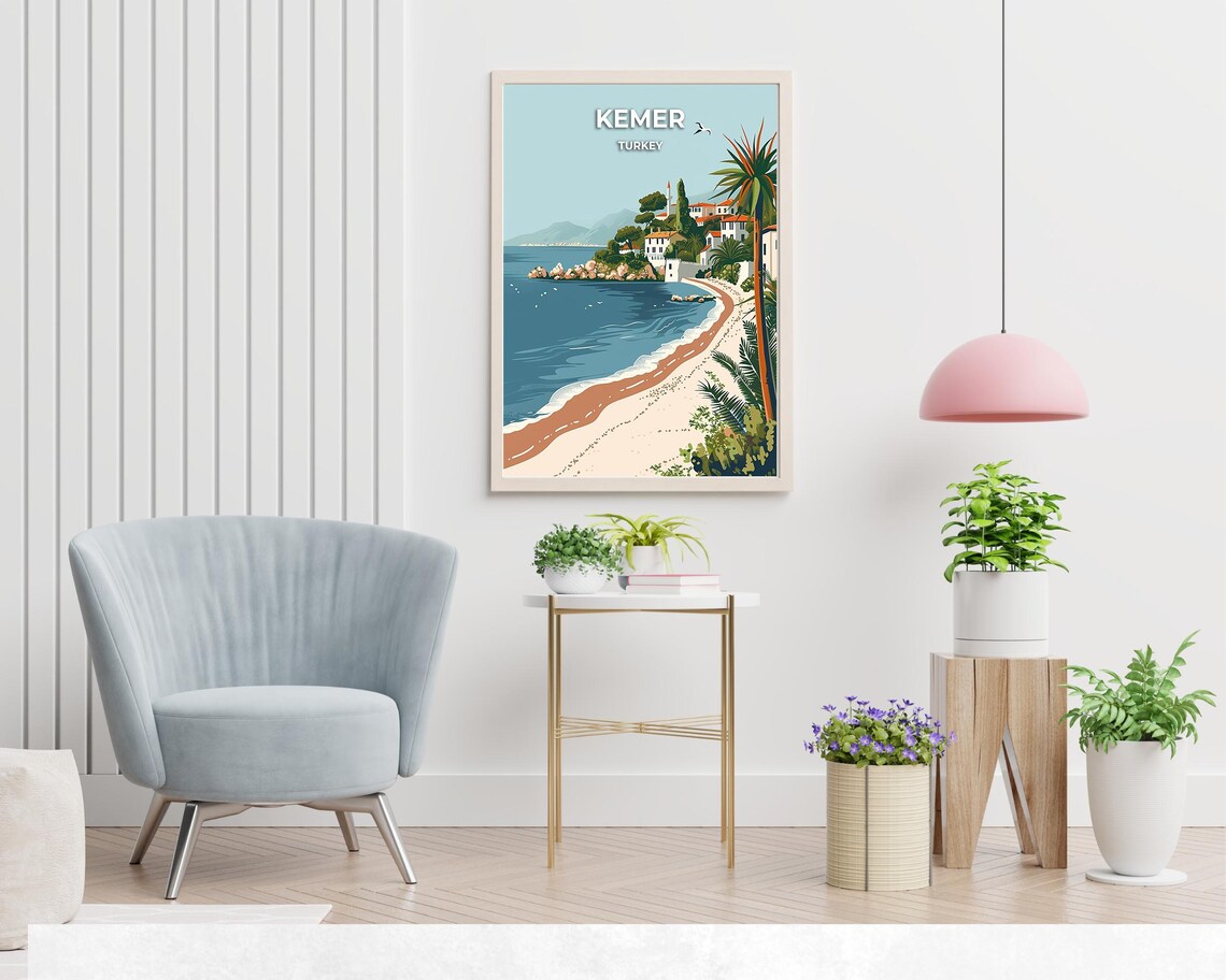 Kemer Travel Print Wall Art Kemer Turkey City Print Kemer Travel Gift Kemer City Poster Travel Gift Wedding Gift - Image 2