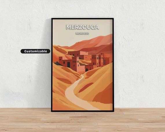 Merzouga Morocco Travel Poster Custom Wall Art