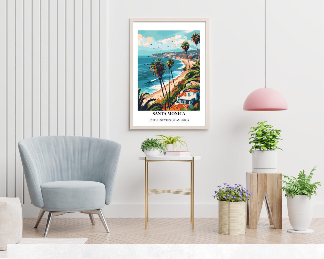 Santa Monica Travel Print Wall Art Santa Monica California City Print Santa Monica Travel Gift Santa Monica City Poster Travel Gift - Image 2