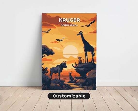 Kruger South Africa Travel Canvas Poster Custom Wall Art