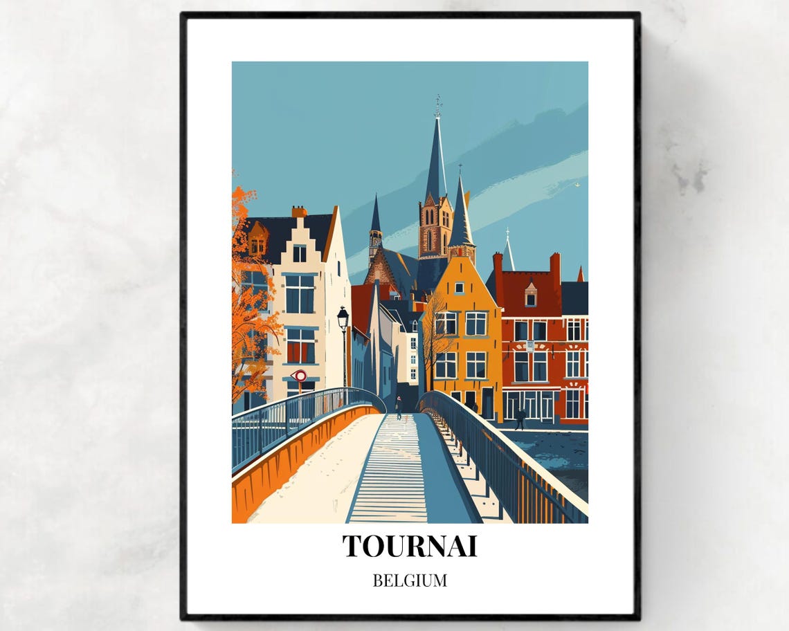 Tournai Travel Print Wall Art Tournai Belgium City Print Tournai Cathedral Travel Gift Tournai Cathedral Poster Travel Gift