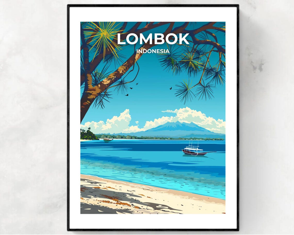Gili Islands Travel Print Wall Art Lombok Indonesia City Print Gili Islands Travel Gift Gili Islands Poster Wall Art