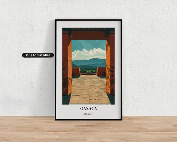 Oaxaca Mexico Ancient Stone Archway Mountain Travel Art Poster