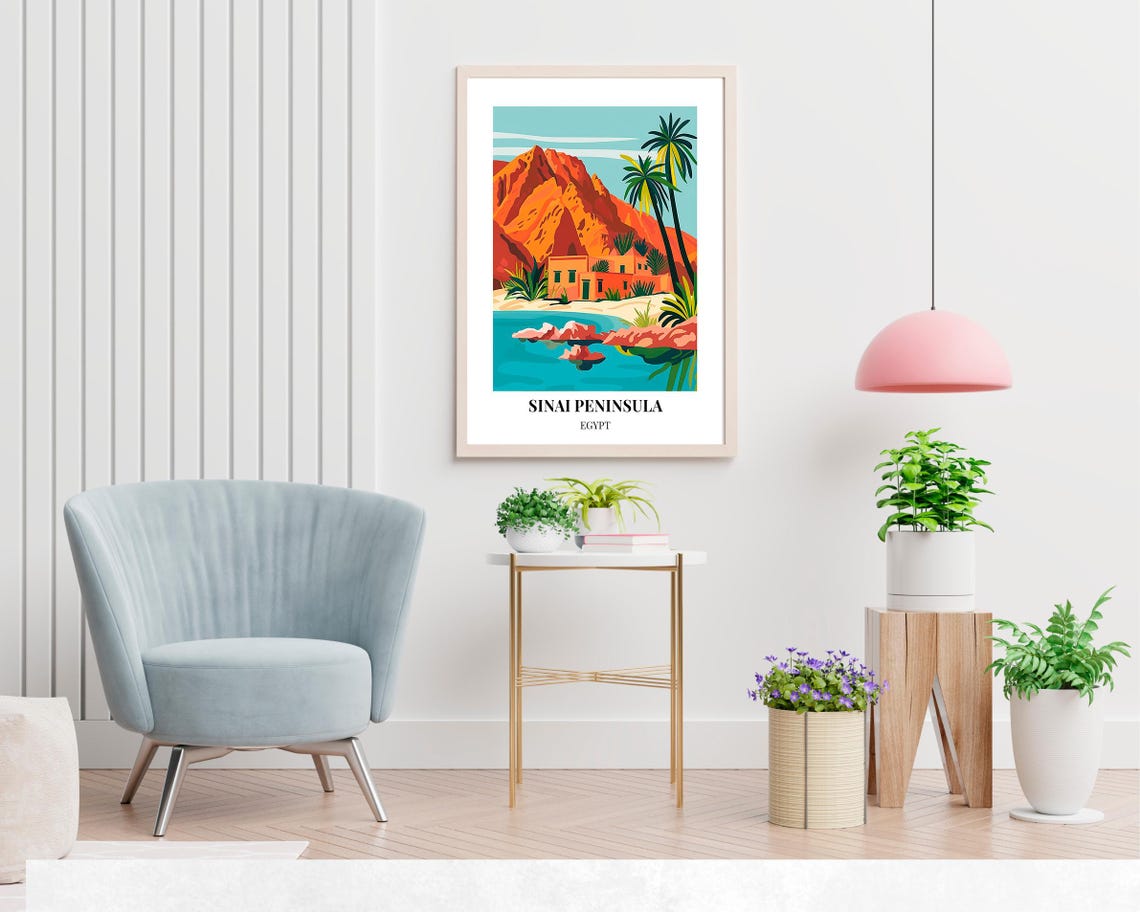 Sinai Peninsula Egypt Red Mountains Shore Travel Poster Panoramic - Image 2