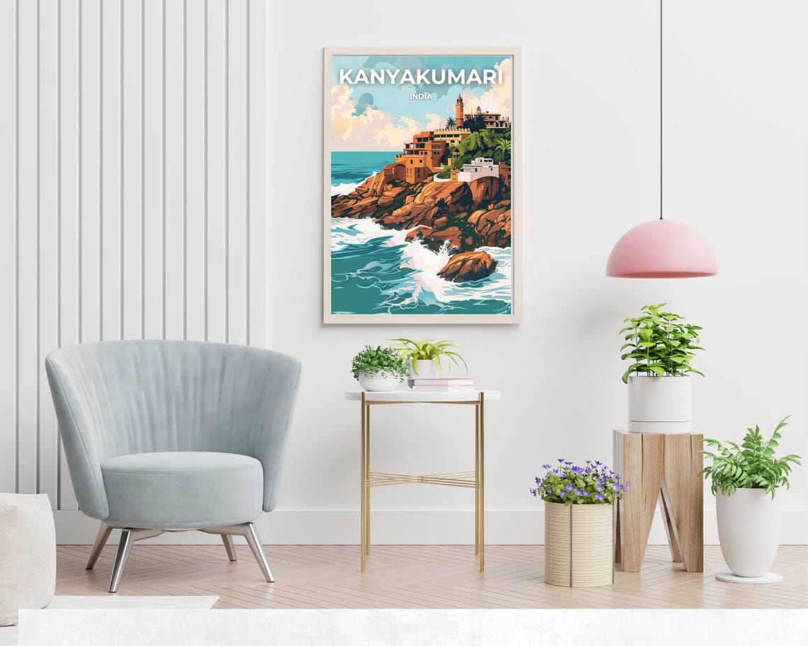 Kanyakumari Travel Print Wall Art Kanyakumari India City Print Kanyakumari Travel Gift Kanyakumari City Poster - Image 2