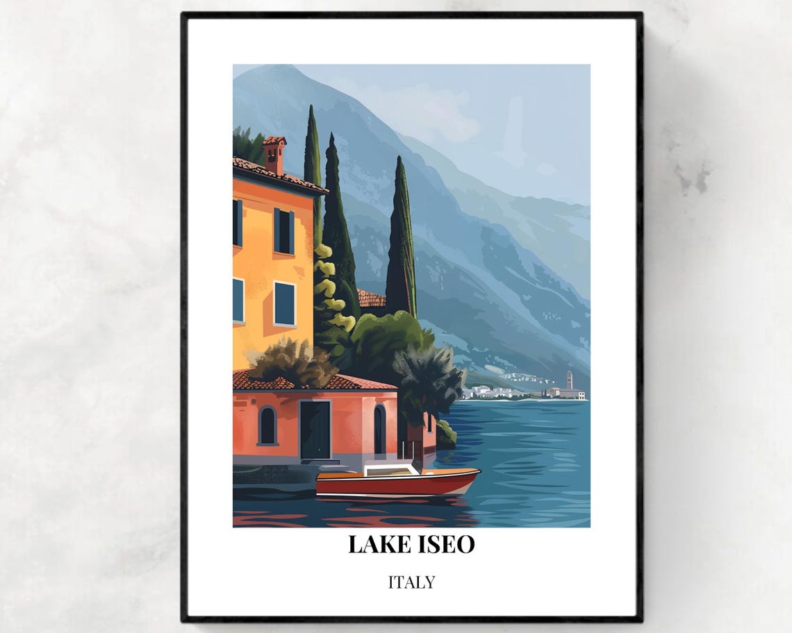 Lake Iseo Italy Travel Print Wall Art Lake Iseo Italy City Print Lake Iseo Italy Travel Gift Lake Iseo Italy Poster Travel Gift