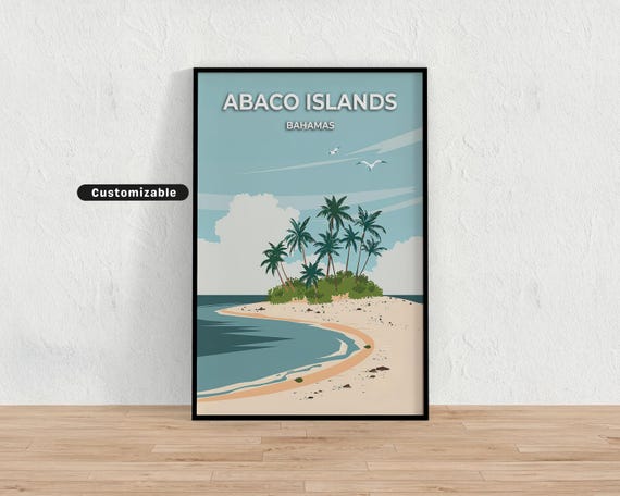 Abaco Islands Bahamas Travel Poster Custom Wall Art