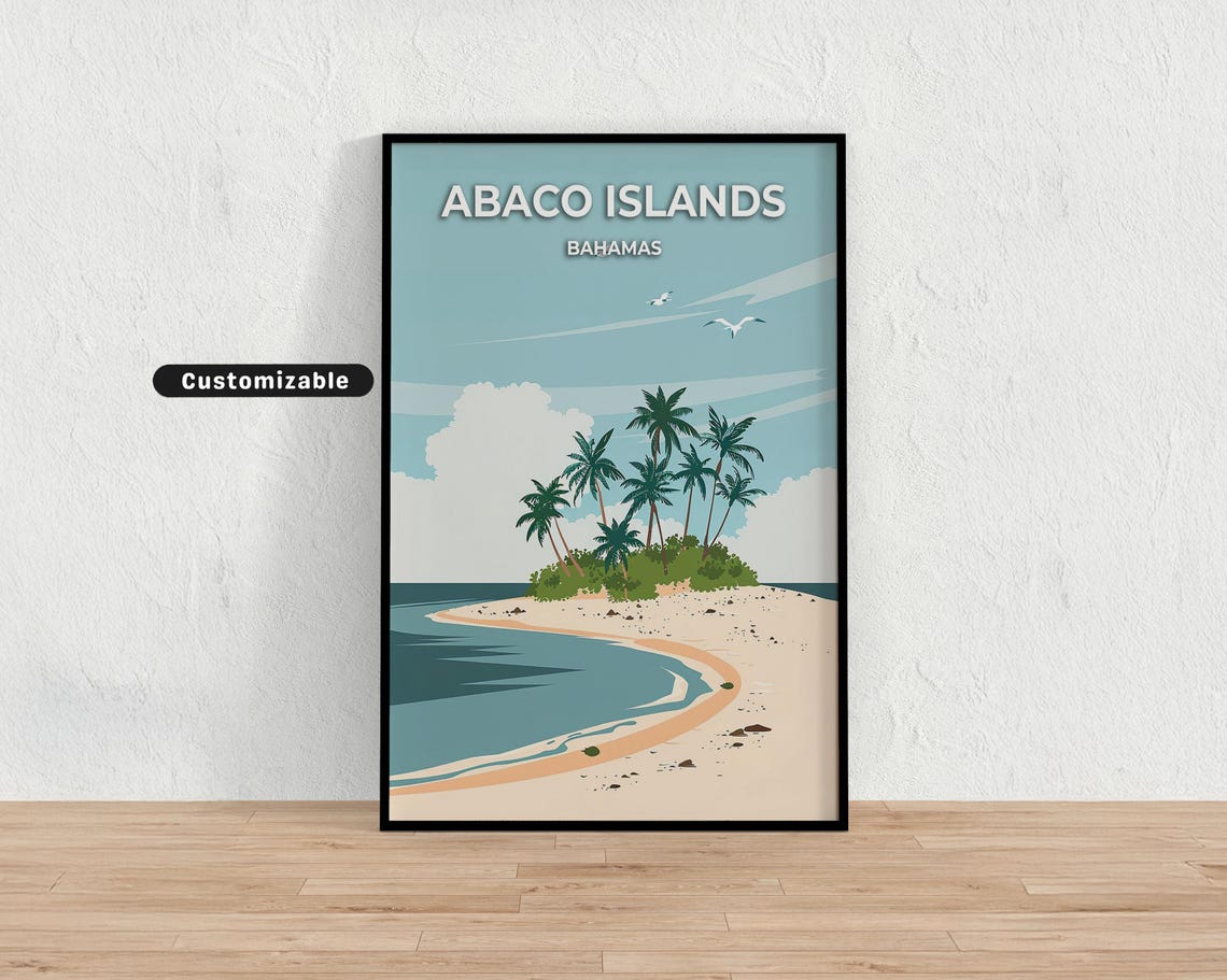 Abaco Islands Bahamas Travel Poster Custom Wall Art