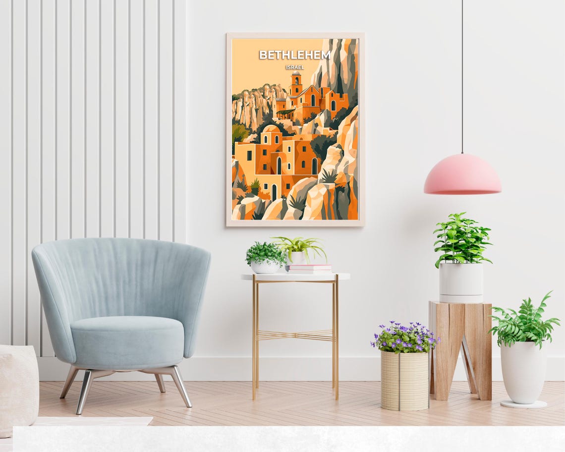 Bethlehem Israel Ancient Hilltop Stone Churches At Golden Hour Poster - Image 2