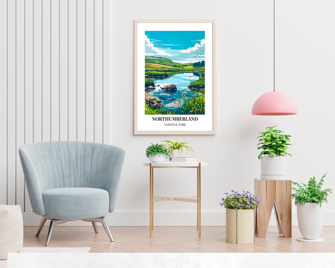 Northumberland National Park Flowering River Meadow England Poster - Image 2