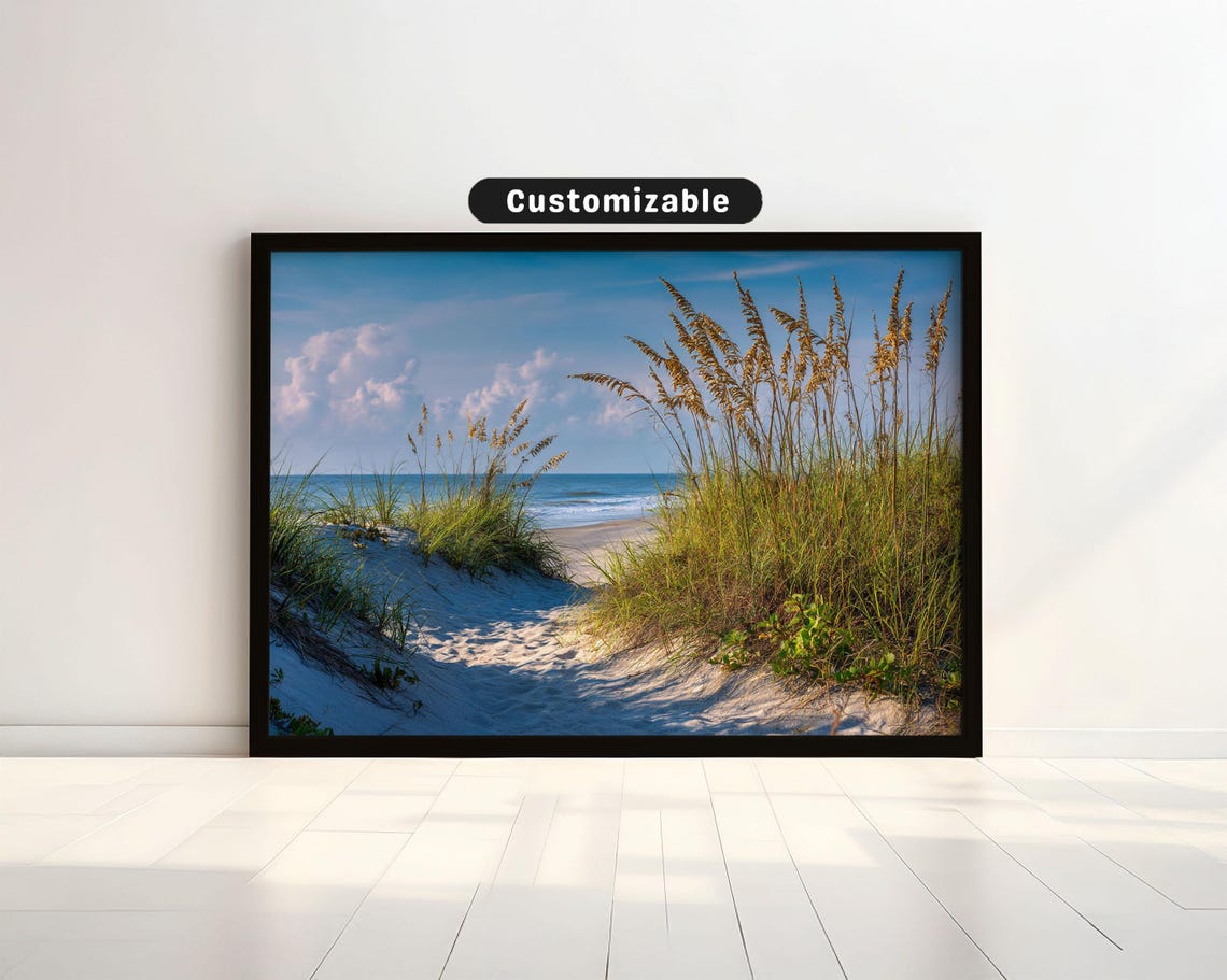 Beach Dune Path Sea Oats Calm Ocean Light Pastel Coastal Art Poster