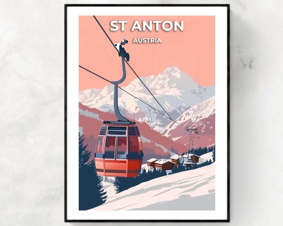 St Anton Travel Print St Anton Ski Poster Austria Ski Poster St Anton Ski Resort Print